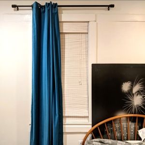 2 IKEA Sanela Grommet Velvet Curtain Panels Dark Teal